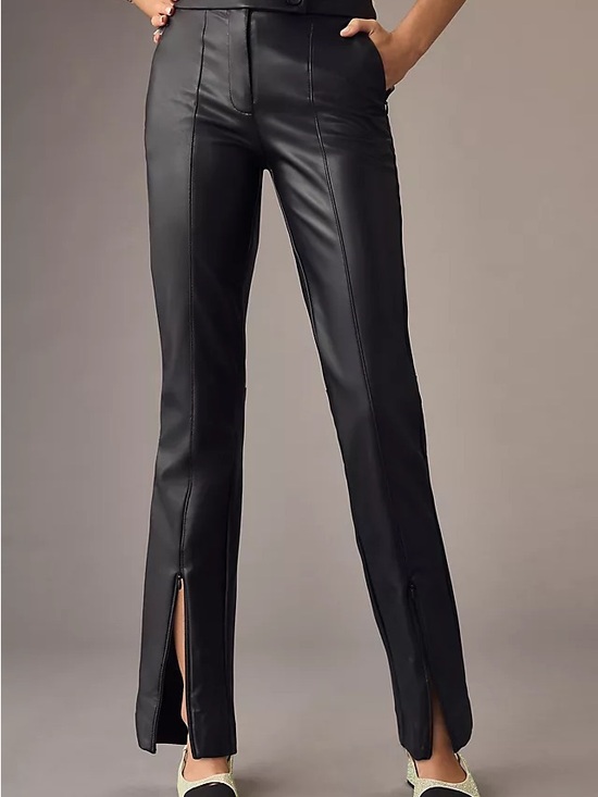 Maeve Pants - Maeve Anthropologie Faux Leather Pants Size 2 Black Zip Ankle Straight Leg